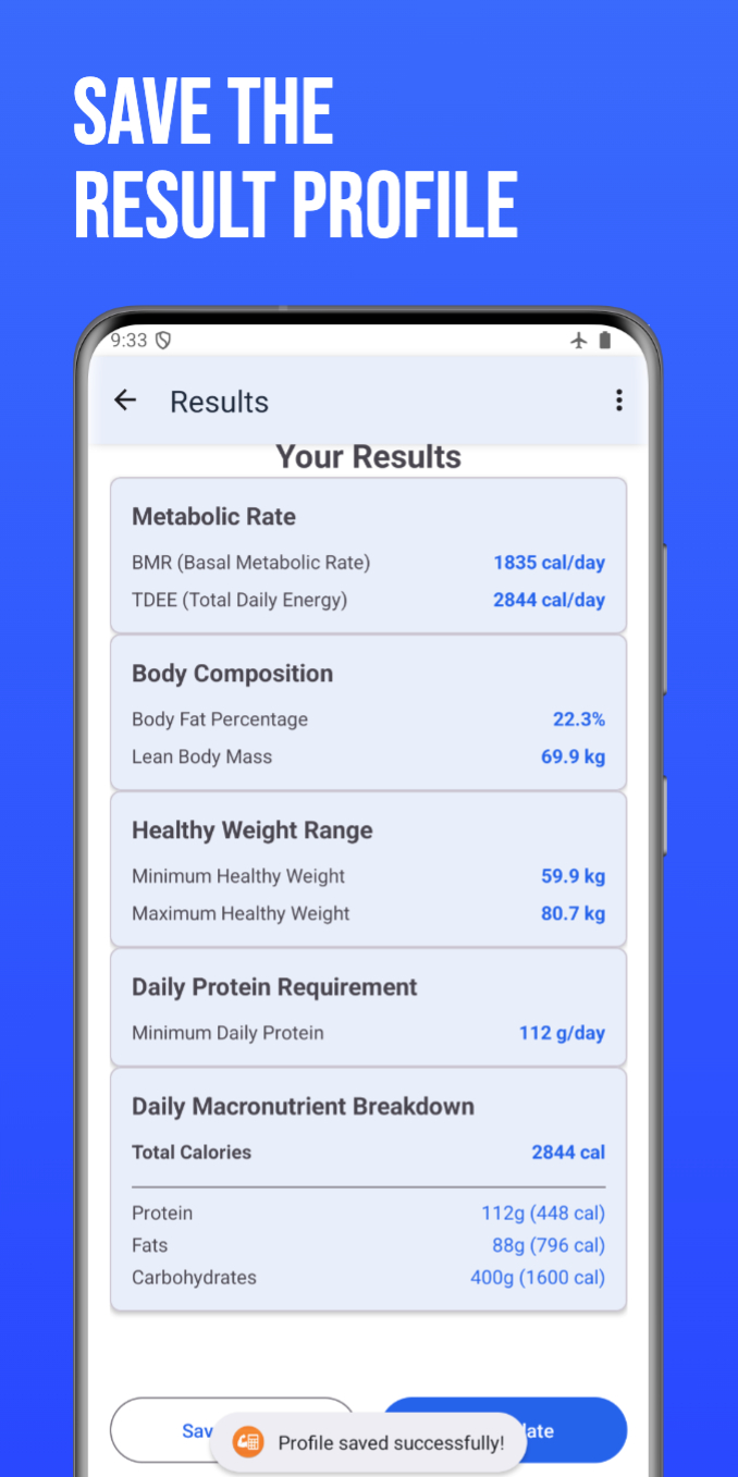 Body Calculator Pro - Settings Screen